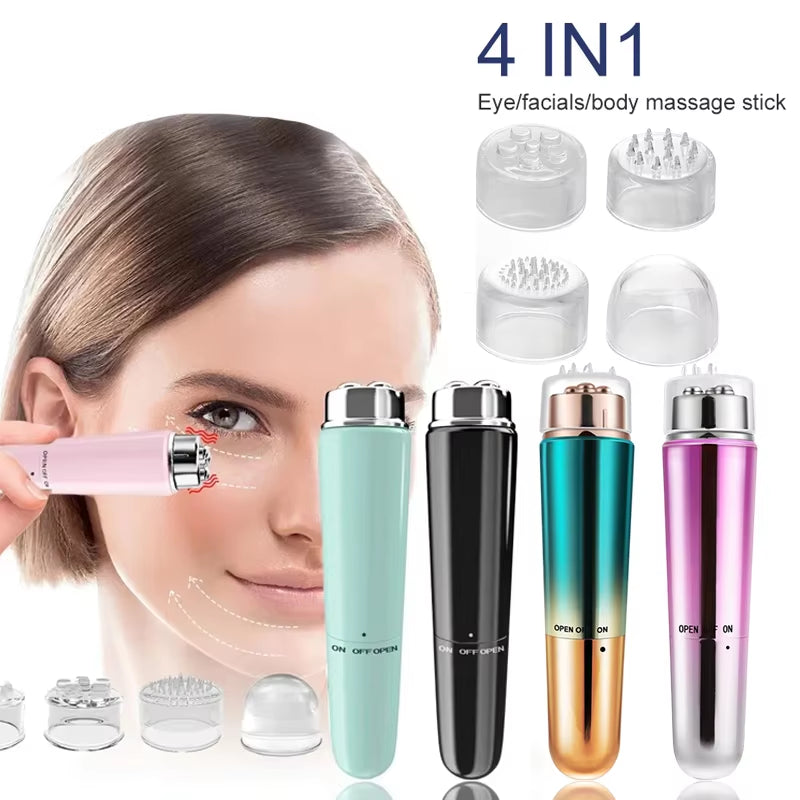 Electric Facial 4 in 1 Massager Micro Vibration Eye Beauty Instrument for Relax Eye Dark Circles Eye Bags Wrinkles Puffiness