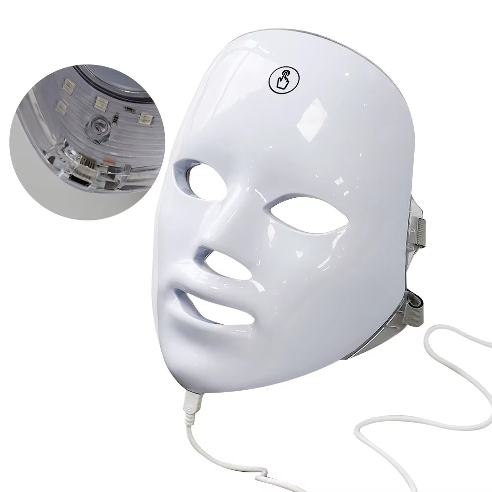 LED Facial Mask Photon Therapy Brightening 7 Colors Face Skin Rejuvenation Acne Care Shrinking Pores Anti-Wrinkle Home Facial